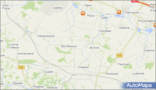 mapa Bronice-Kolonia, Bronice-Kolonia na mapie Targeo