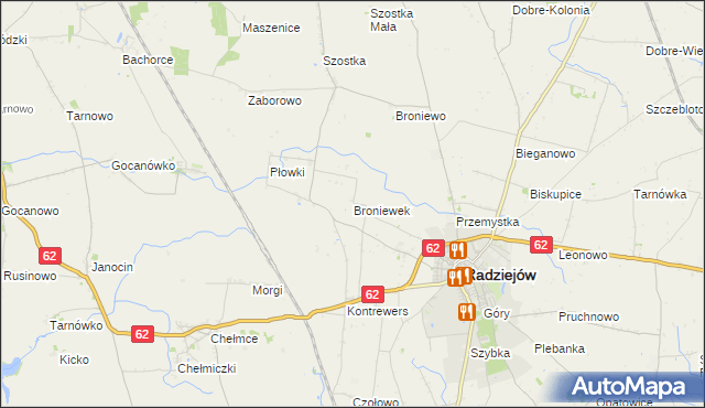 mapa Broniewek, Broniewek na mapie Targeo