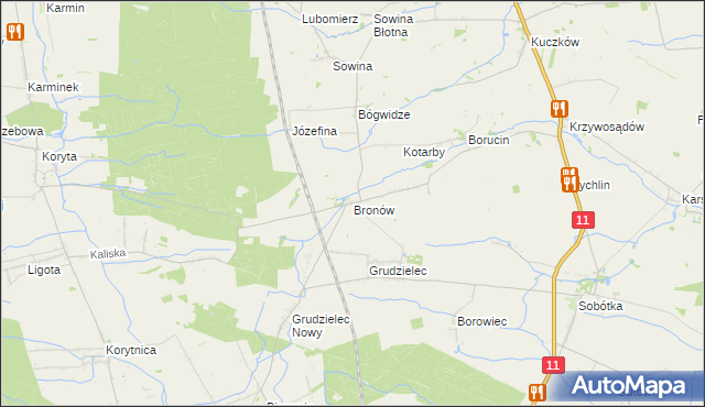 mapa Bronów gmina Pleszew, Bronów gmina Pleszew na mapie Targeo
