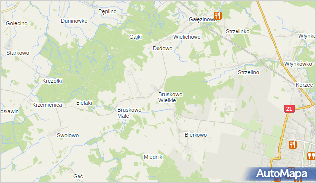 mapa Bruskowo Wielkie, Bruskowo Wielkie na mapie Targeo