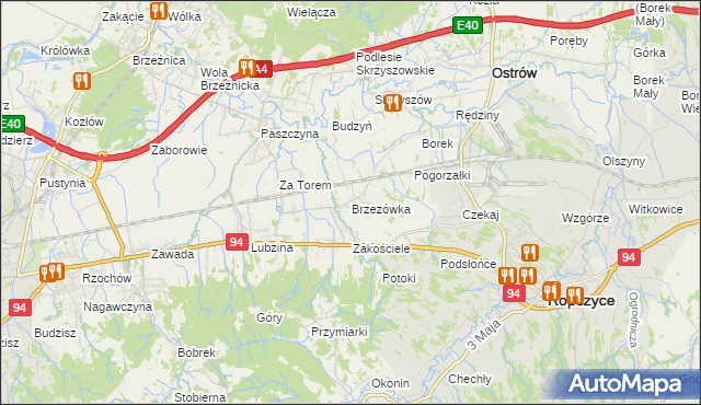 mapa Brzezówka gmina Ropczyce, Brzezówka gmina Ropczyce na mapie Targeo