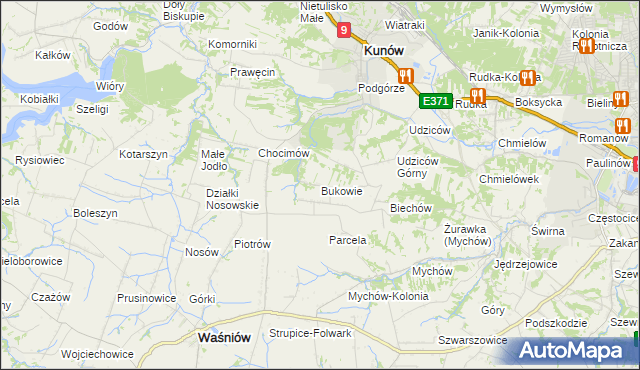 mapa Bukowie gmina Kunów, Bukowie gmina Kunów na mapie Targeo
