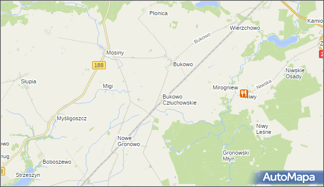 mapa Bukowo Człuchowskie, Bukowo Człuchowskie na mapie Targeo