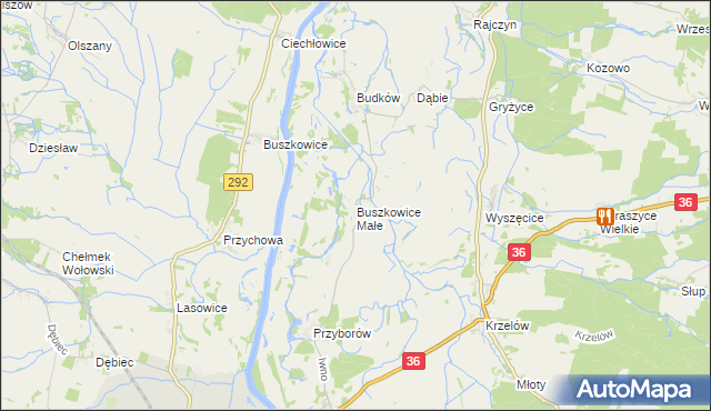 mapa Buszkowice Małe, Buszkowice Małe na mapie Targeo