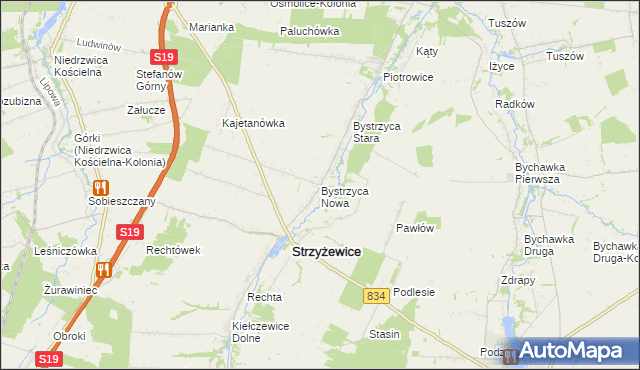 mapa Bystrzyca Nowa, Bystrzyca Nowa na mapie Targeo