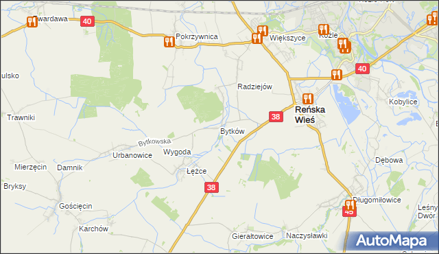 mapa Bytków gmina Reńska Wieś, Bytków gmina Reńska Wieś na mapie Targeo