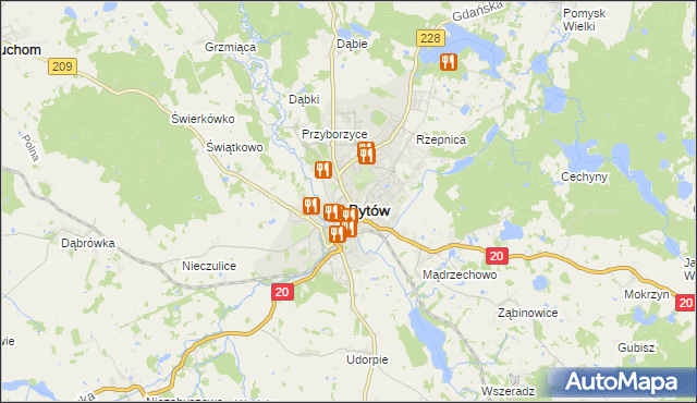 mapa Bytów, Bytów na mapie Targeo