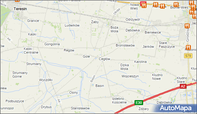 mapa Cegłów gmina Baranów, Cegłów gmina Baranów na mapie Targeo