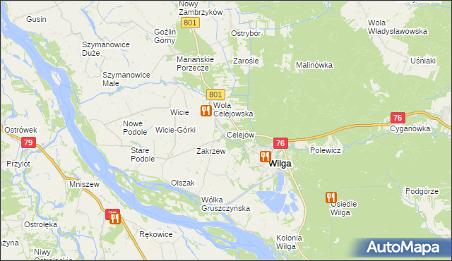 mapa Celejów gmina Wilga, Celejów gmina Wilga na mapie Targeo