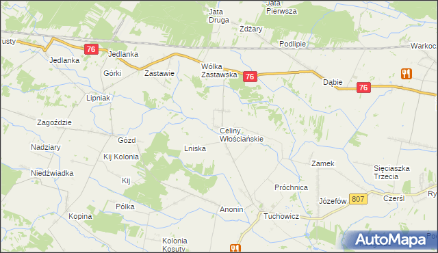 mapa Celiny Włościańskie, Celiny Włościańskie na mapie Targeo