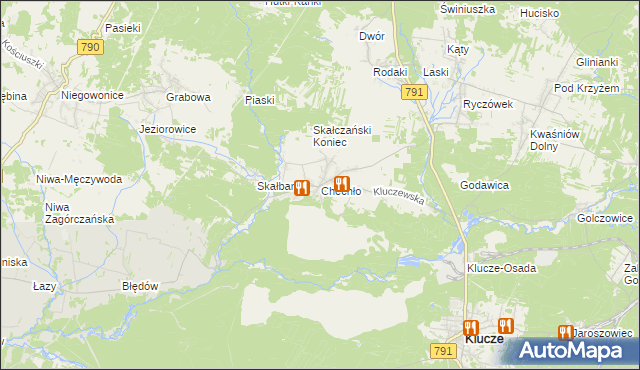 mapa Chechło gmina Klucze, Chechło gmina Klucze na mapie Targeo