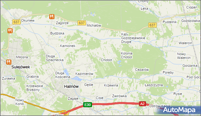 mapa Chobot gmina Halinów, Chobot gmina Halinów na mapie Targeo