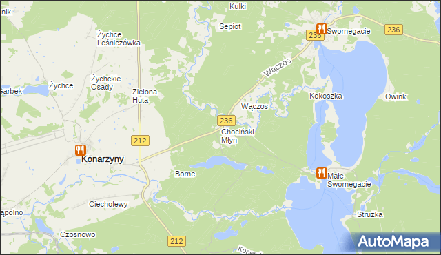 mapa Chociński Młyn, Chociński Młyn na mapie Targeo