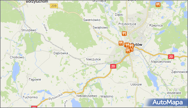 mapa Chomice gmina Bytów, Chomice gmina Bytów na mapie Targeo