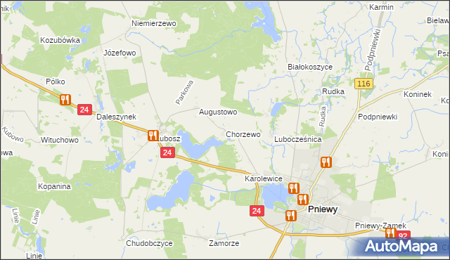 mapa Chorzewo gmina Kwilcz, Chorzewo gmina Kwilcz na mapie Targeo