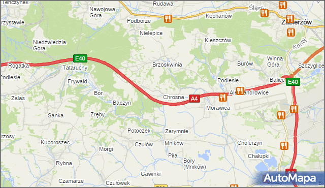 mapa Chrosna gmina Liszki, Chrosna gmina Liszki na mapie Targeo