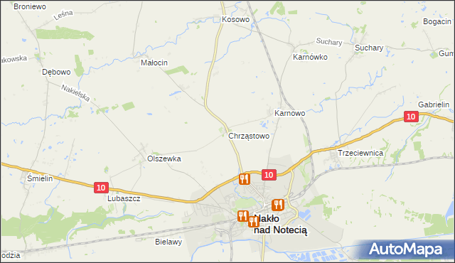 mapa Chrząstowo gmina Nakło nad Notecią, Chrząstowo gmina Nakło nad Notecią na mapie Targeo