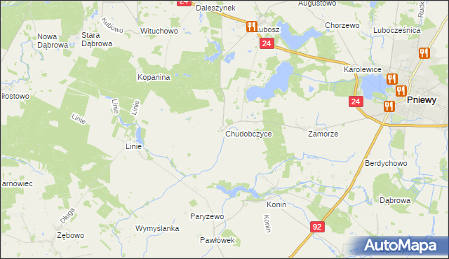 mapa Chudobczyce, Chudobczyce na mapie Targeo
