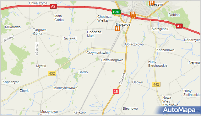 mapa Chwalibogowo gmina Września, Chwalibogowo gmina Września na mapie Targeo
