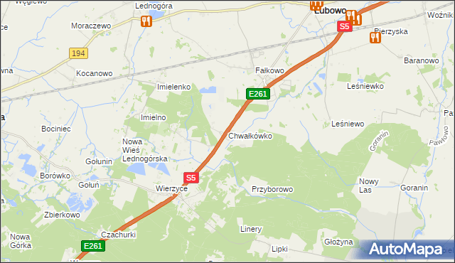 mapa Chwałkówko, Chwałkówko na mapie Targeo