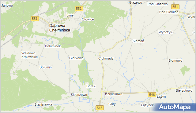 mapa Cichoradz, Cichoradz na mapie Targeo