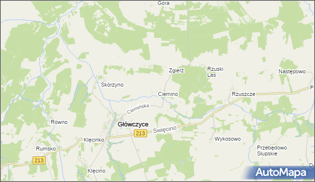 mapa Ciemino gmina Główczyce, Ciemino gmina Główczyce na mapie Targeo
