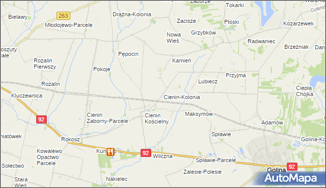 mapa Cienin-Kolonia, Cienin-Kolonia na mapie Targeo