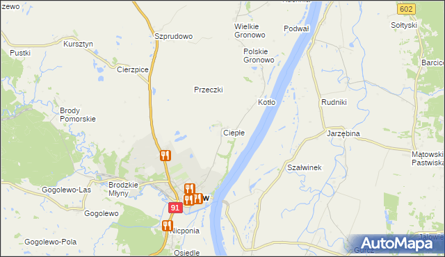 mapa Ciepłe gmina Gniew, Ciepłe gmina Gniew na mapie Targeo