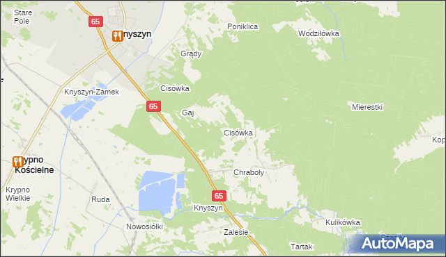 mapa Cisówka gmina Knyszyn, Cisówka gmina Knyszyn na mapie Targeo