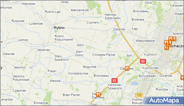 mapa Ćmiszew-Parcel, Ćmiszew-Parcel na mapie Targeo