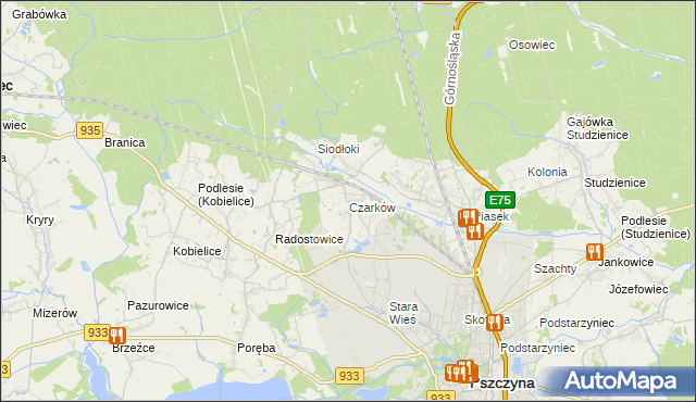 mapa Czarków gmina Pszczyna, Czarków gmina Pszczyna na mapie Targeo