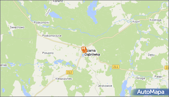 mapa Czarna Dąbrówka powiat bytowski, Czarna Dąbrówka powiat bytowski na mapie Targeo