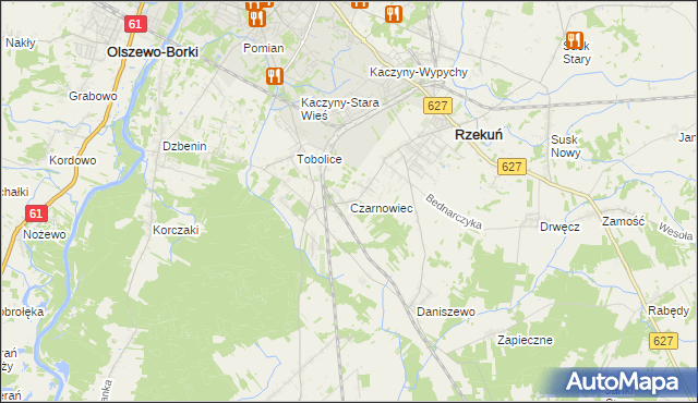 mapa Czarnowiec gmina Rzekuń, Czarnowiec gmina Rzekuń na mapie Targeo