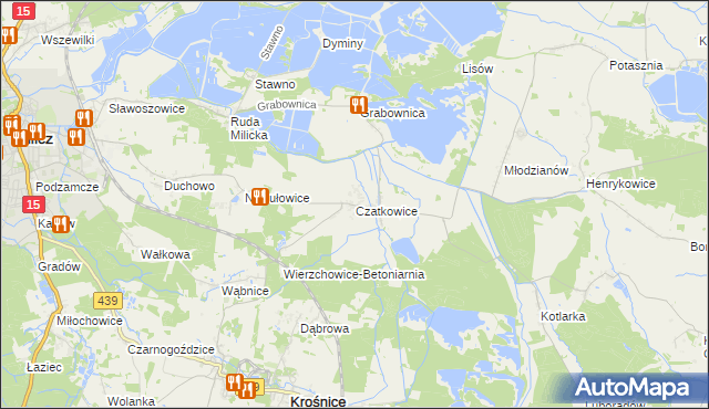 mapa Czatkowice gmina Milicz, Czatkowice gmina Milicz na mapie Targeo