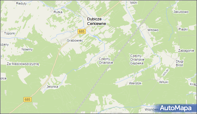 mapa Czechy Orlańskie, Czechy Orlańskie na mapie Targeo