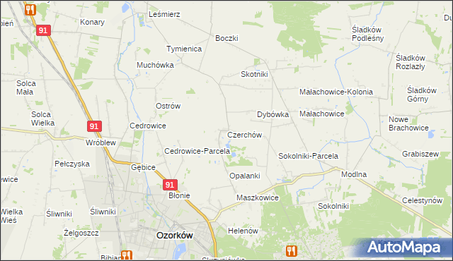 mapa Czerchów, Czerchów na mapie Targeo