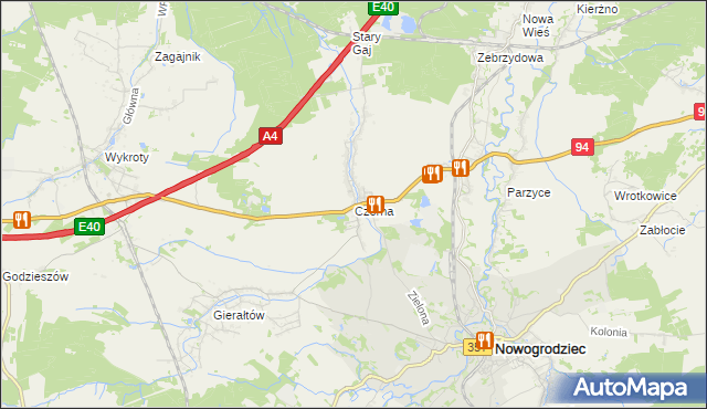 mapa Czerna gmina Nowogrodziec, Czerna gmina Nowogrodziec na mapie Targeo