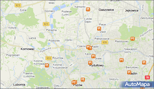 mapa Czernica gmina Gaszowice, Czernica gmina Gaszowice na mapie Targeo