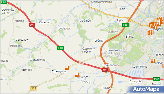 mapa Czerwony Kościół, Czerwony Kościół na mapie Targeo