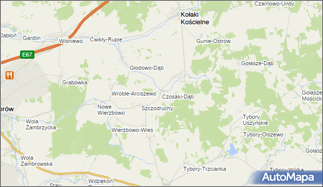 mapa Czosaki-Dąb, Czosaki-Dąb na mapie Targeo