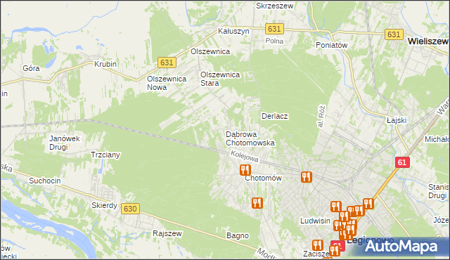 mapa Dąbrowa Chotomowska, Dąbrowa Chotomowska na mapie Targeo