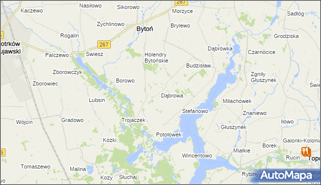 mapa Dąbrowa gmina Bytoń, Dąbrowa gmina Bytoń na mapie Targeo