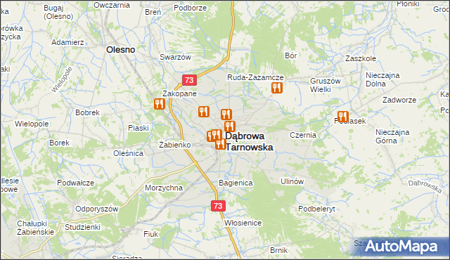 mapa Dąbrowa Tarnowska, Dąbrowa Tarnowska na mapie Targeo