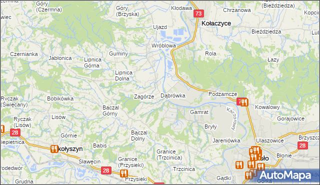 mapa Dąbrówka gmina Brzyska, Dąbrówka gmina Brzyska na mapie Targeo