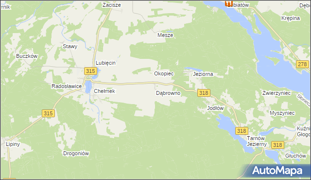 mapa Dąbrowno gmina Nowa Sól, Dąbrowno gmina Nowa Sól na mapie Targeo