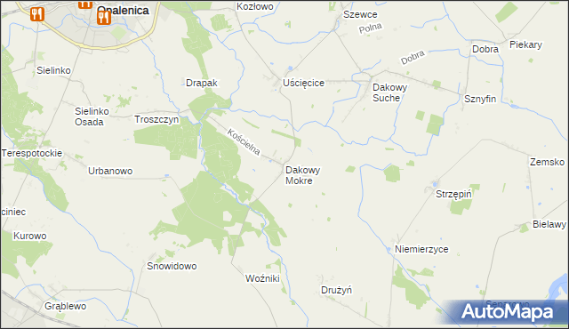 mapa Dakowy Mokre, Dakowy Mokre na mapie Targeo