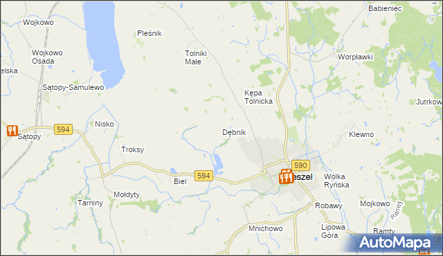 mapa Dębnik gmina Reszel, Dębnik gmina Reszel na mapie Targeo