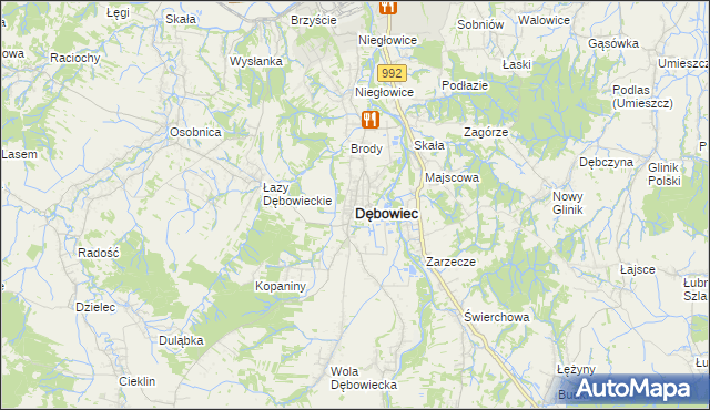 mapa Dębowiec powiat jasielski, Dębowiec powiat jasielski na mapie Targeo