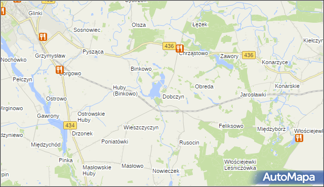 mapa Dobczyn gmina Śrem, Dobczyn gmina Śrem na mapie Targeo