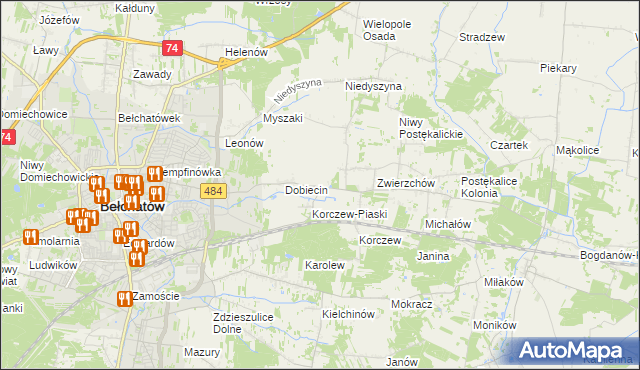 mapa Dobiecin Osada, Dobiecin Osada na mapie Targeo
